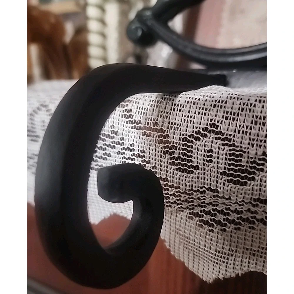 VTG Style Cast Iron Rocking Horse Christmas Stocking Holder Matte Black Heavy‎